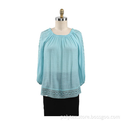 Ladies Blouse 3/4 sleeve Lace Trims